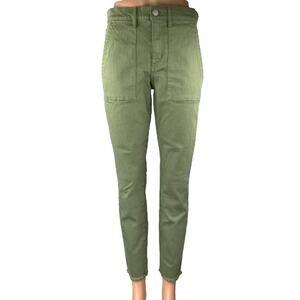 Ann Taylor LOFT Women's Green Mid Rise Skinny Frayed Raw Hem Trousers Pants Sz 2